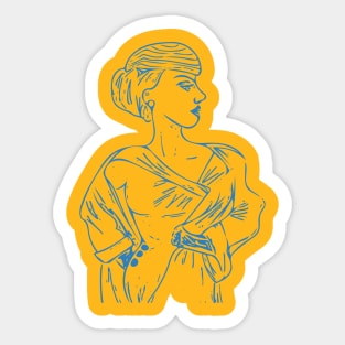 Fashionable Woman in Vintage Clothing Sticker